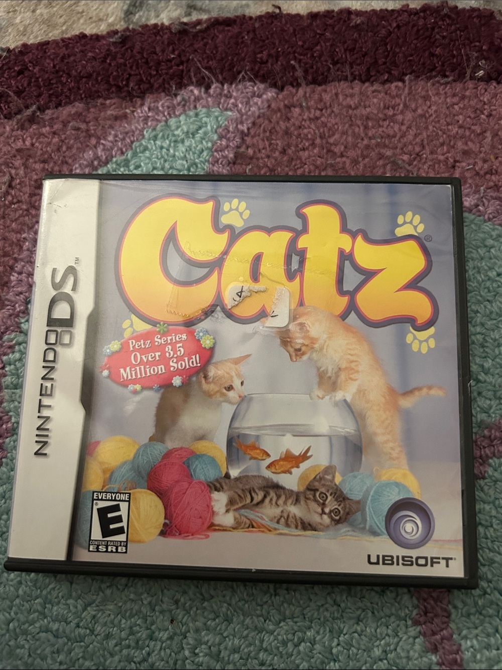 Nintendo Catz Cover Art - Yellow & Multicolor Yarn